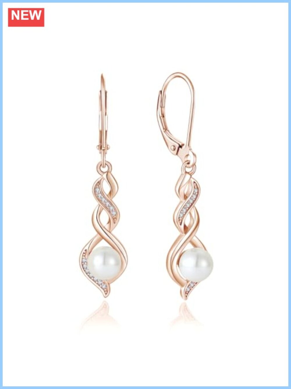 Freshwater Pearl Dangle Earrings 925 Sterling Silver Infinity Lever Back